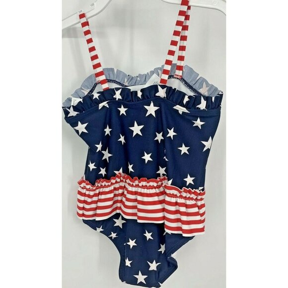 Carters Swimsuit Girls Size 5T Red White Blue Stars Ruffle One Piece New B67 - Picture 4 of 6